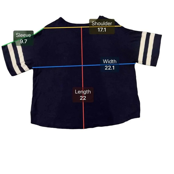 American Eagle Navy Blue Short Sleeve Crew Neck‎ Crop Top T-Shirt Size Medium - Picture 6 of 6